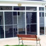 Patio Screen Room with Sliding Doors white framing Houston