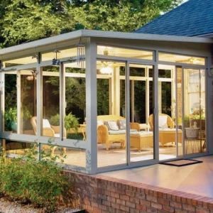 Custom glass room addition with aluminum framing in Houston