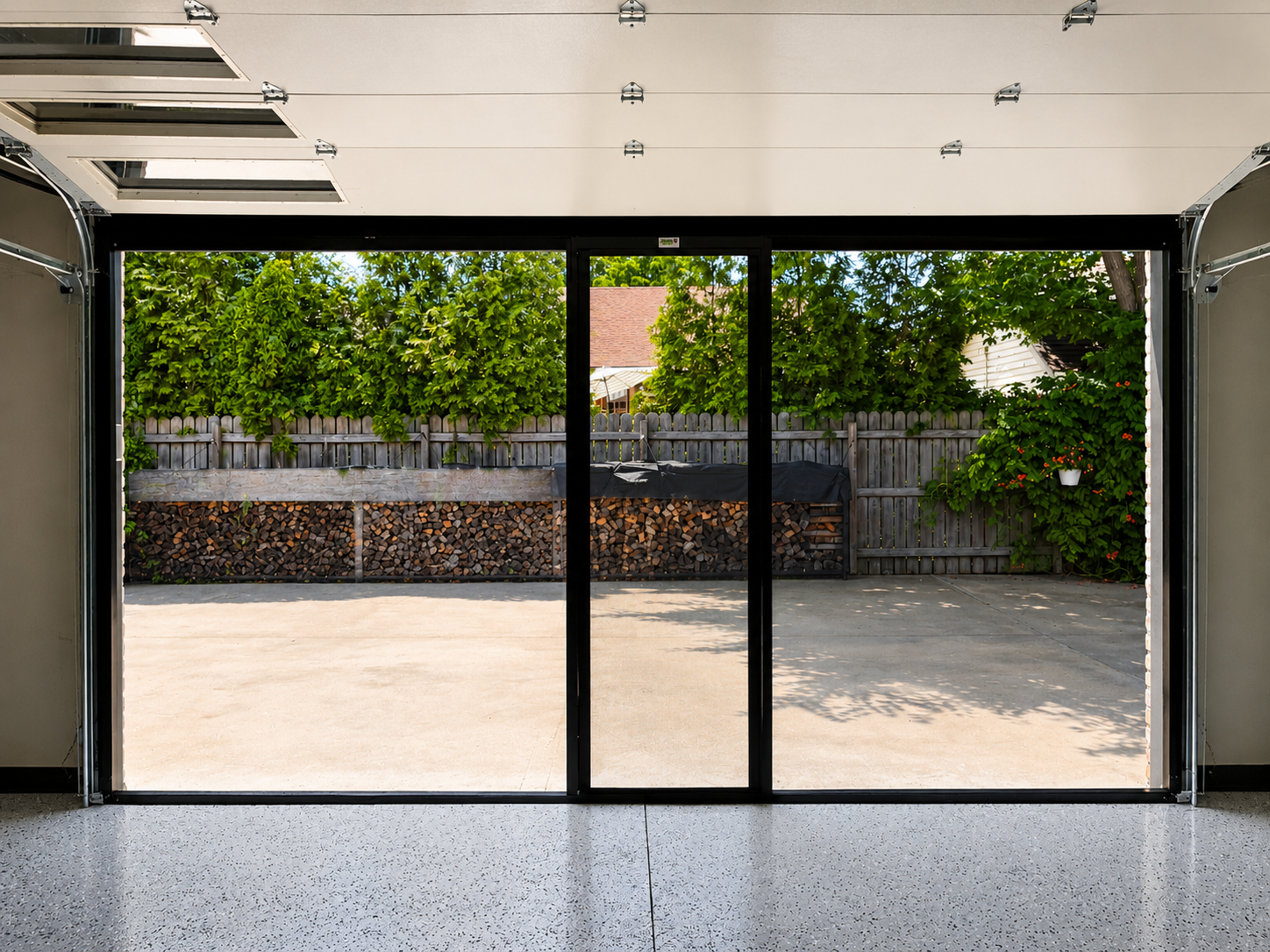 Garage screen looking out toward outdoor space in League City Texas