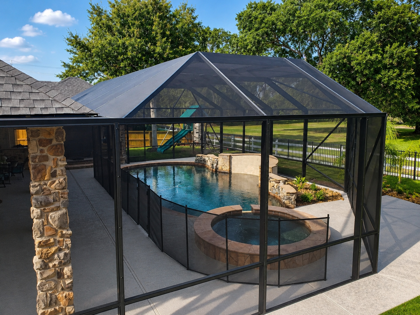 Gulf Coast Texas pool screen enclosure built to last