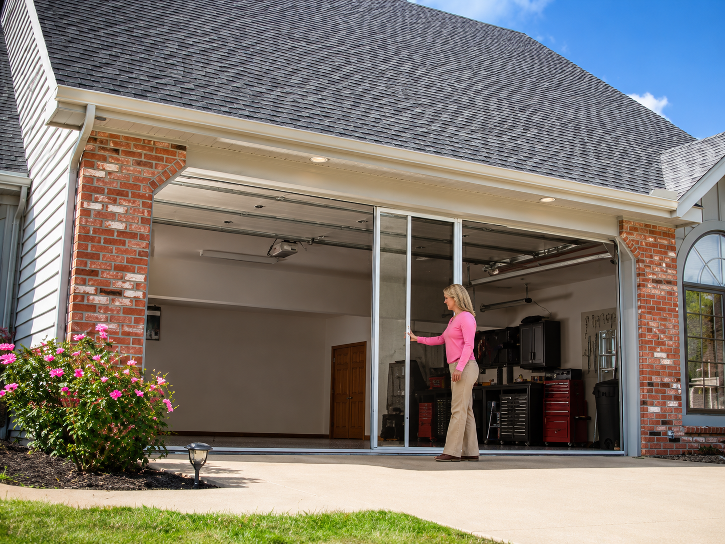 Retractable garage screen installation in Brazoria County Texas