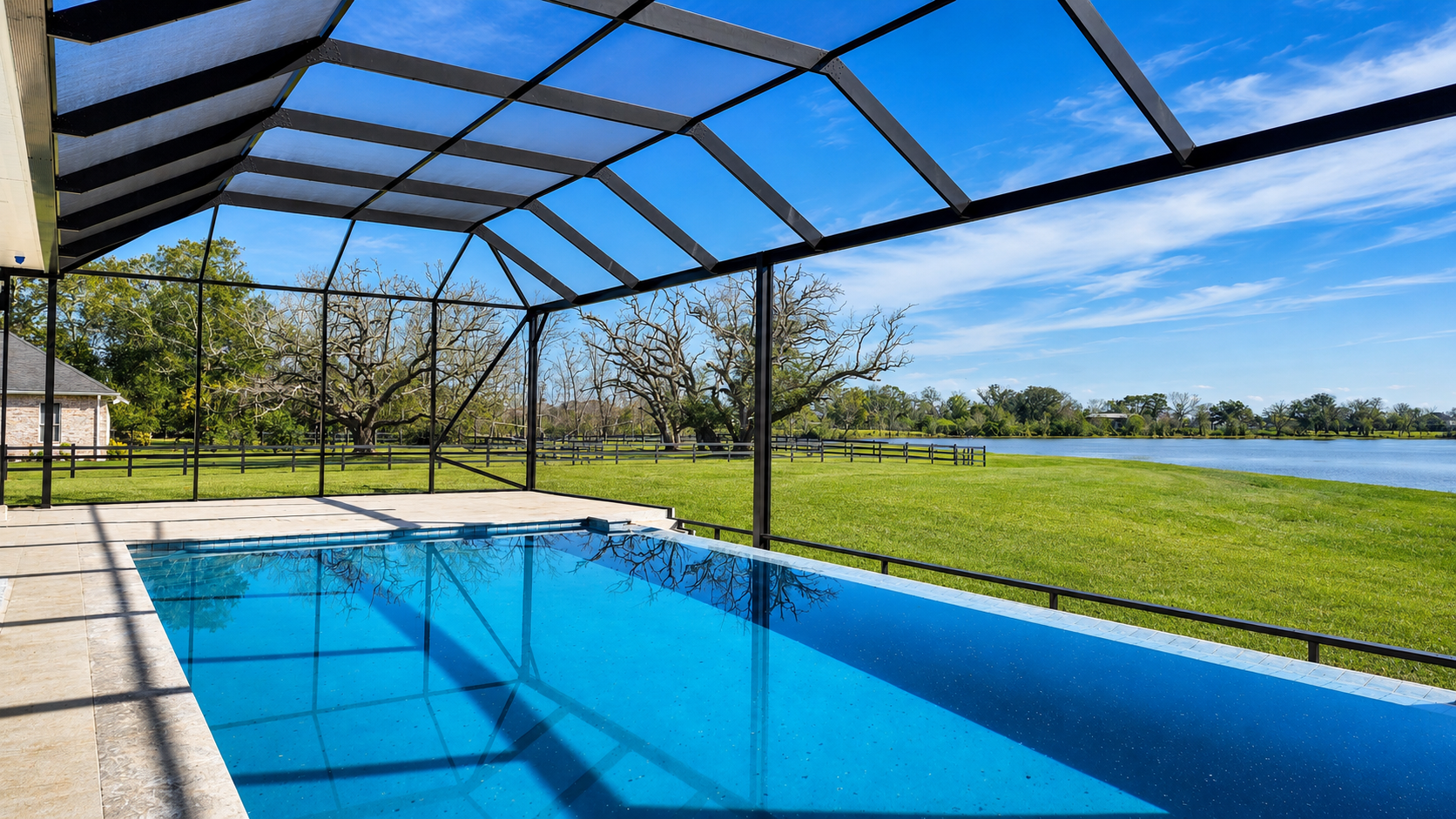 Open-view pool enclosure project near Angleton, TX 77515