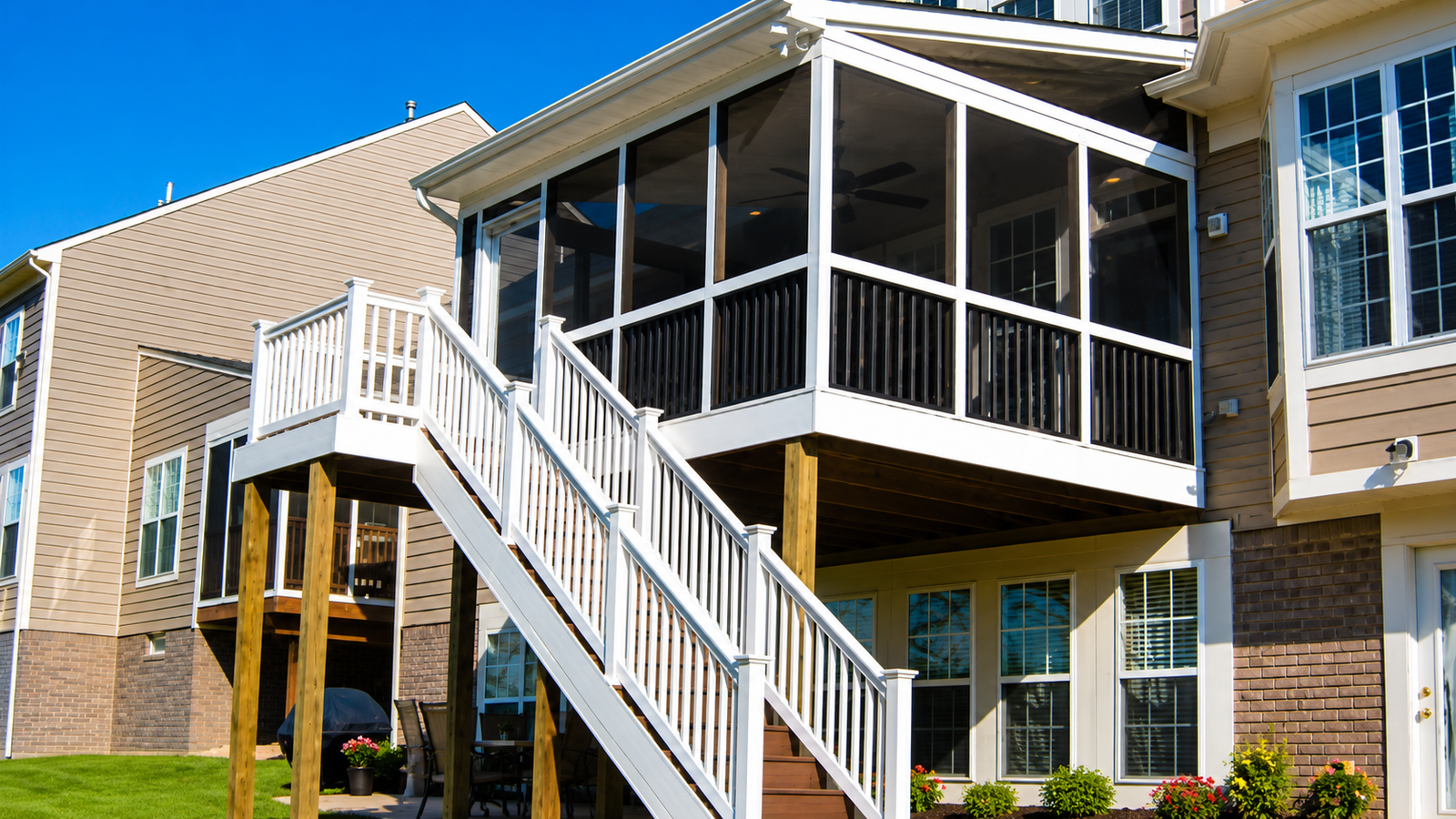 Covered balcony and screen-ready patio cover in Galveston County