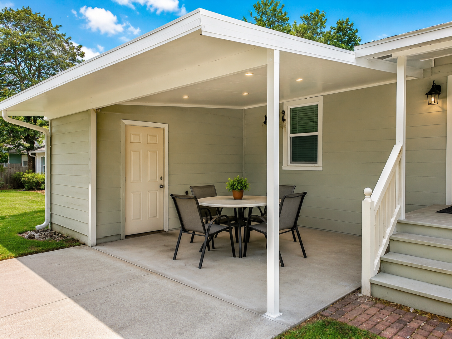 Insulated aluminum patio cover option for hot Alvin afternoons