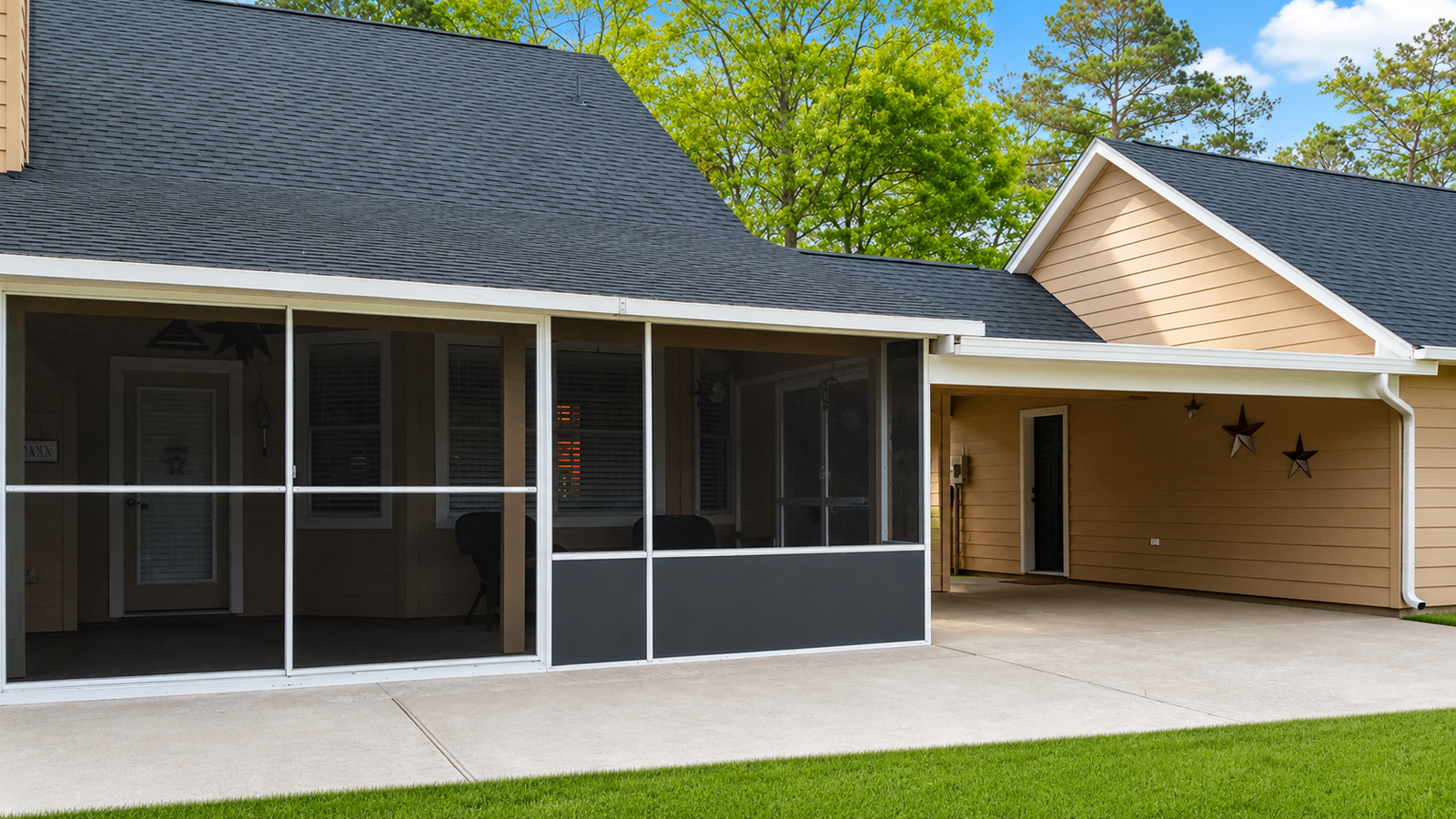 Covered patio addition with screened porch potential near Friendswood