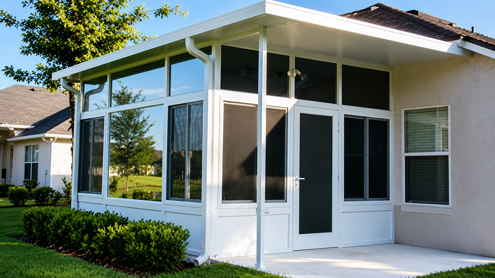Bright sunroom-style outdoor living space near Clear Lake
