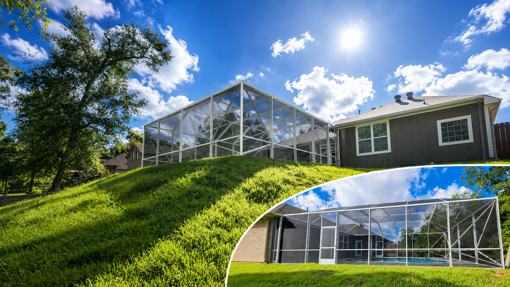 Aluminum swimming pool screen enclosure in Cypress, TX