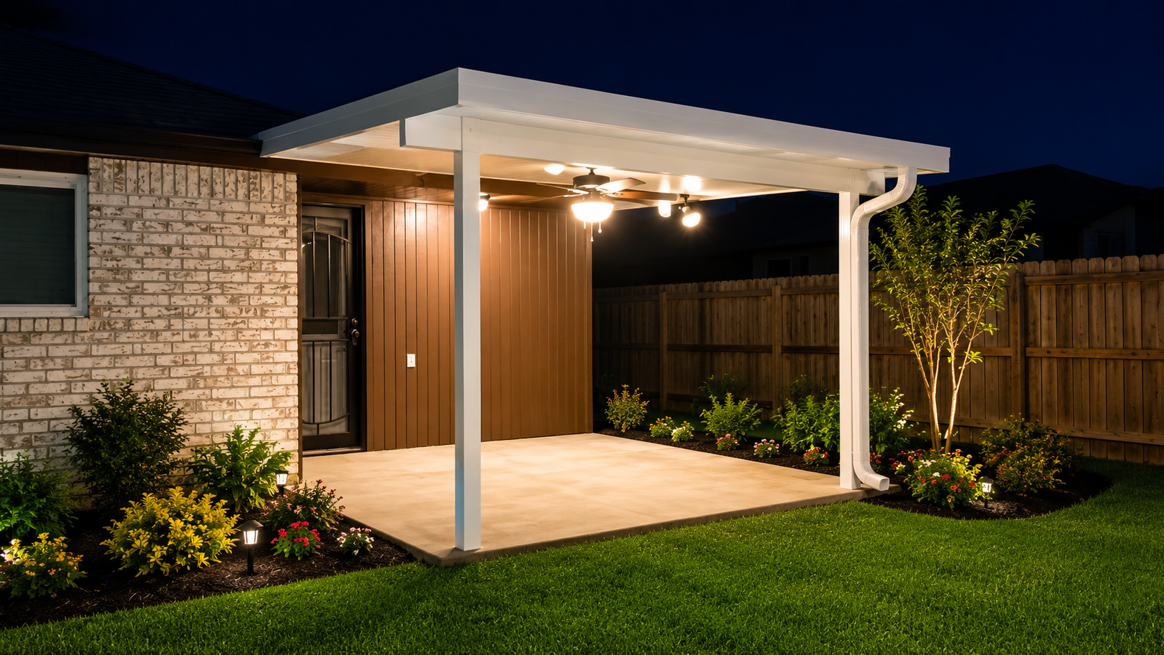 Cozy evening patio cover with shade for backyard comfort
