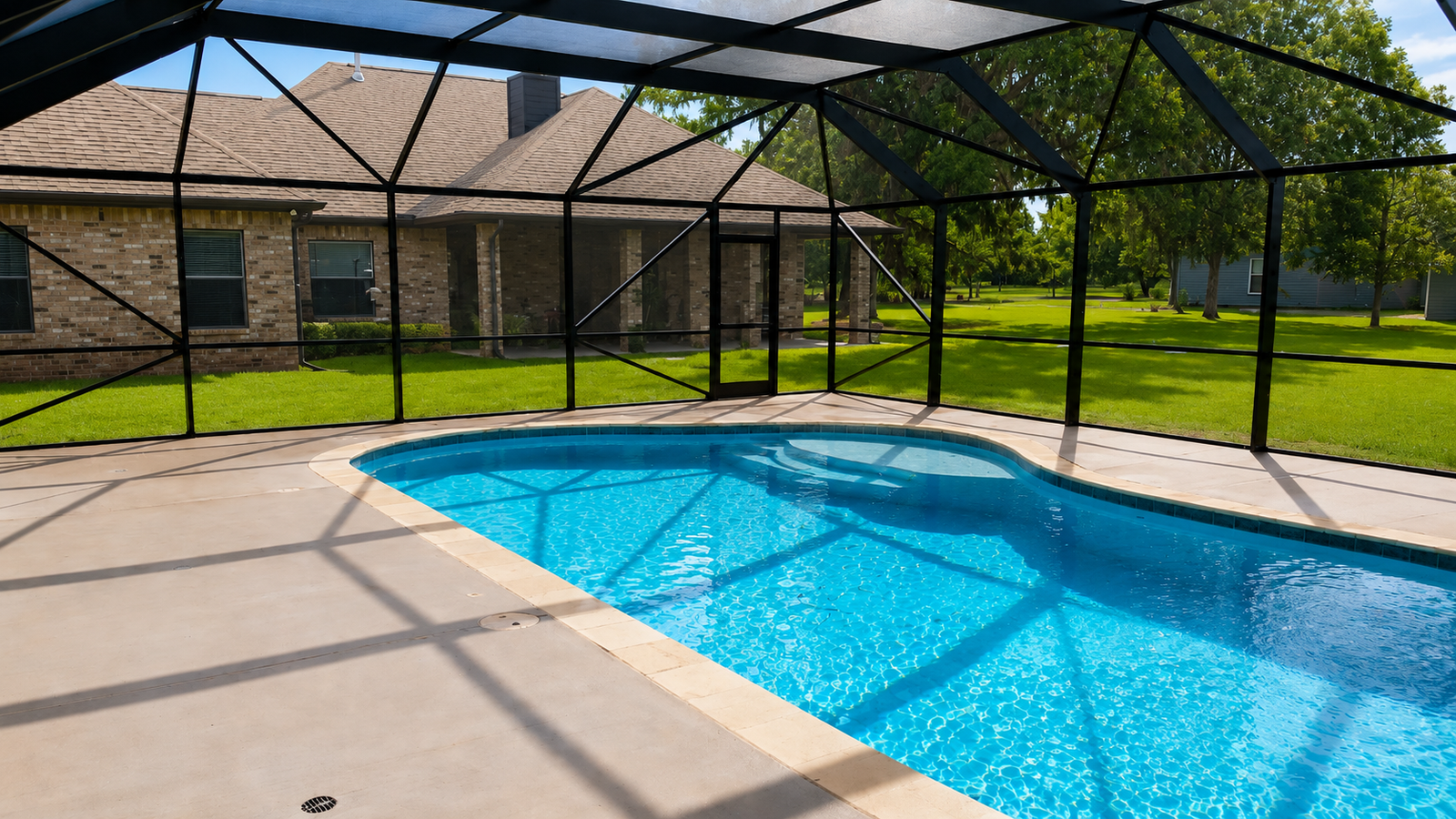 Freestanding pool enclosure for backyard pool
