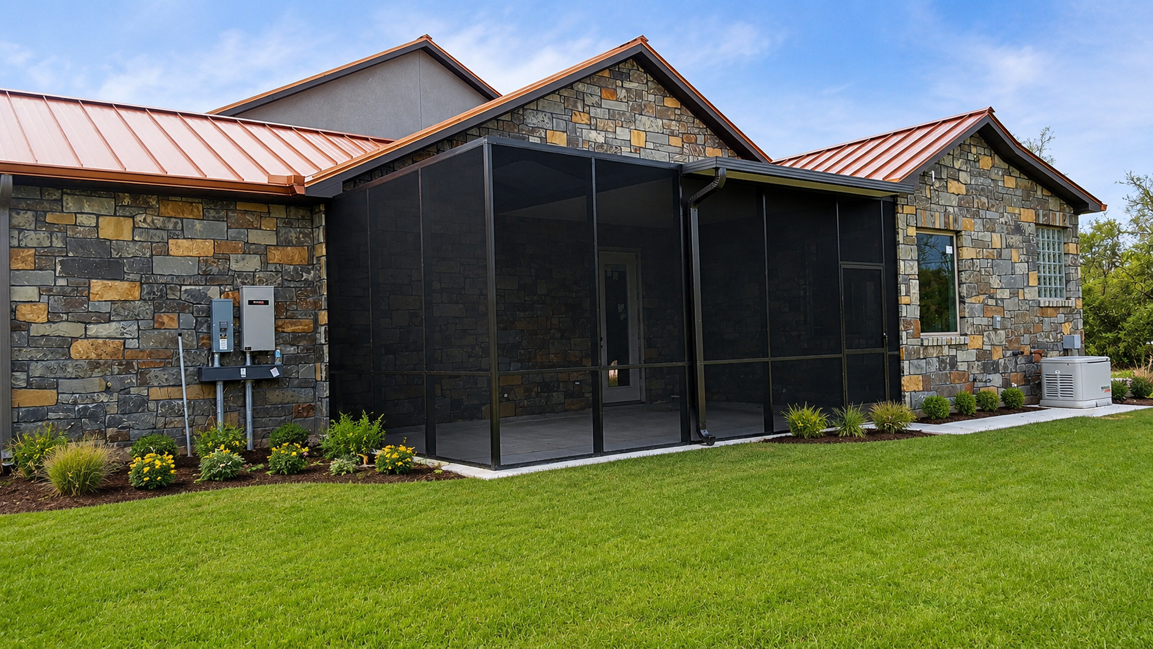 Patio cover extension with screen porch in Bay Area Houston