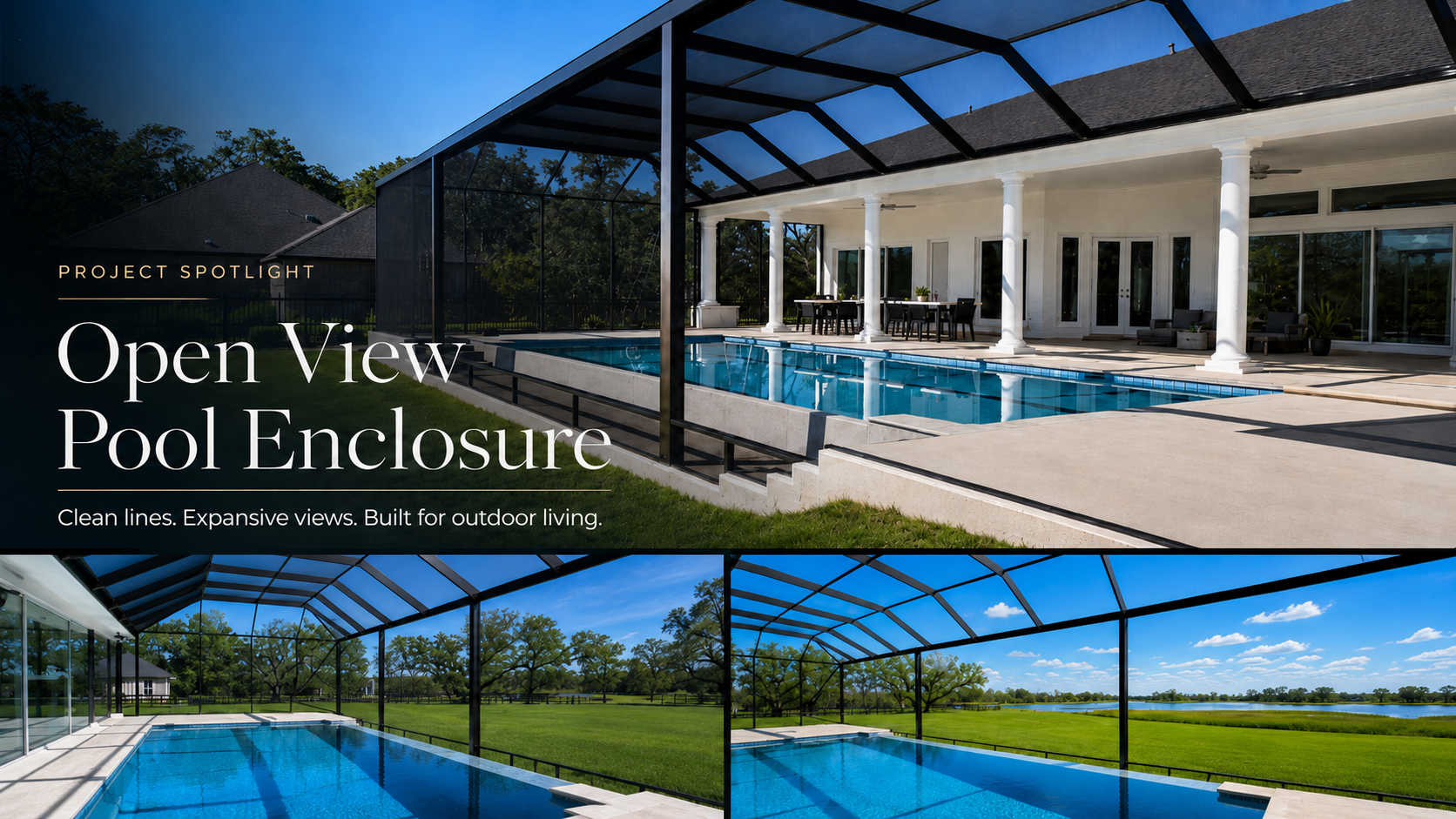 Open-view pool enclosure project in Angleton, Texas 77515