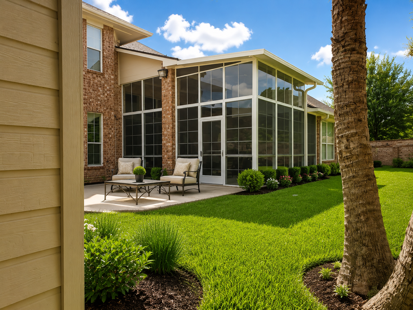 Bright sunroom-style outdoor living space near Clear Lake