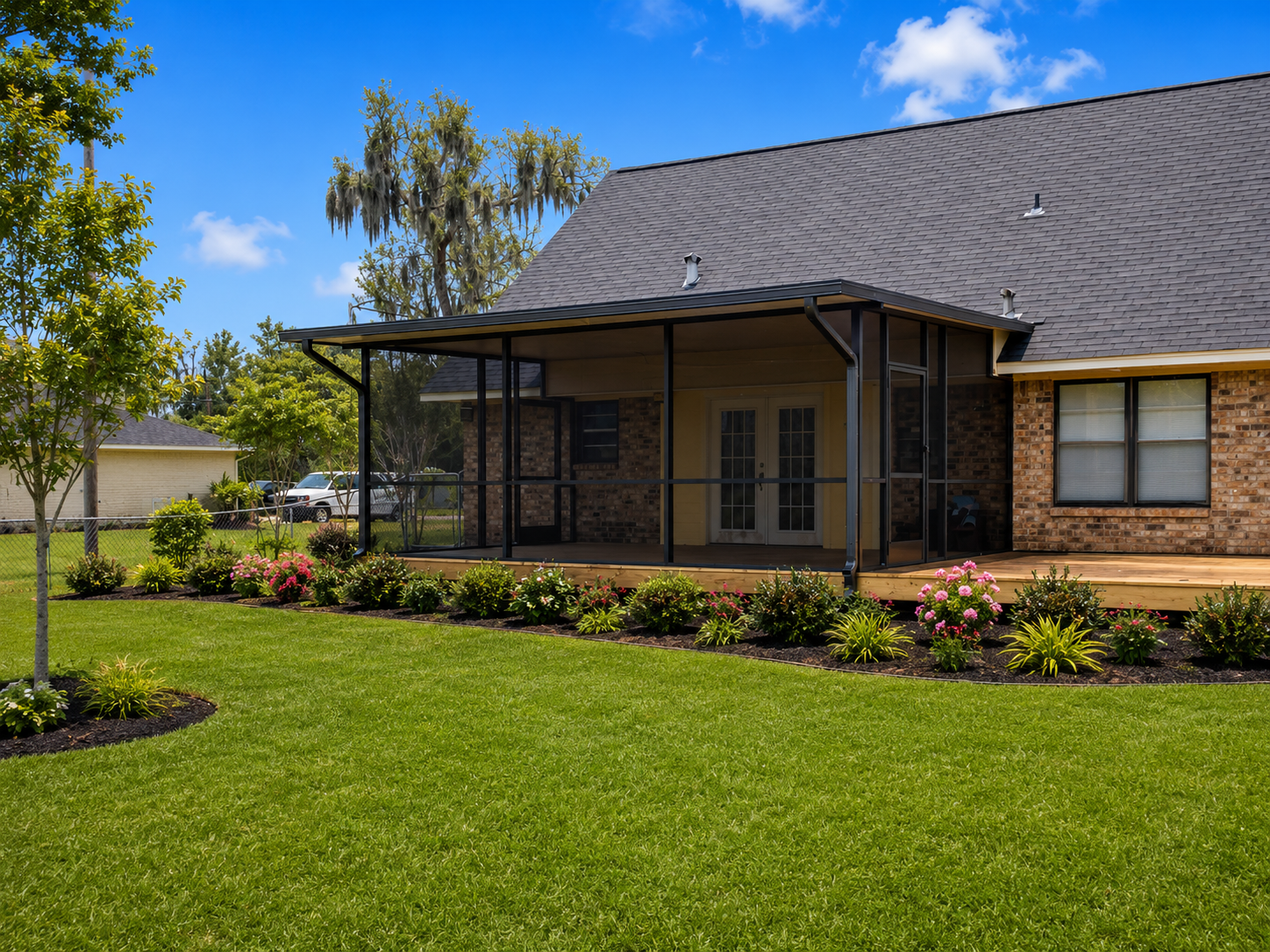 Covered patio and screen room structure in Angleton Texas