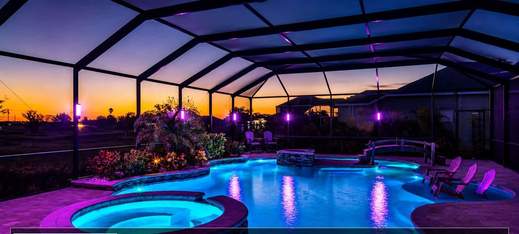Finished custom screened pool enclosure on a League City, TX home