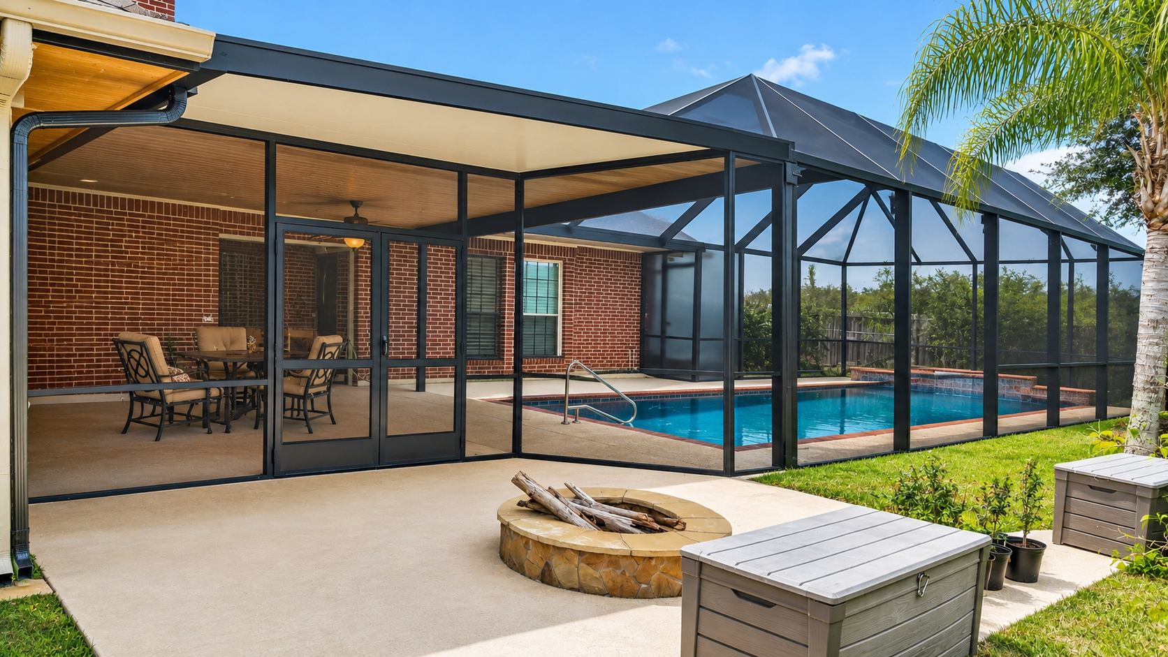 Pool enclosure and patio cover improvement by Simmons Home Design