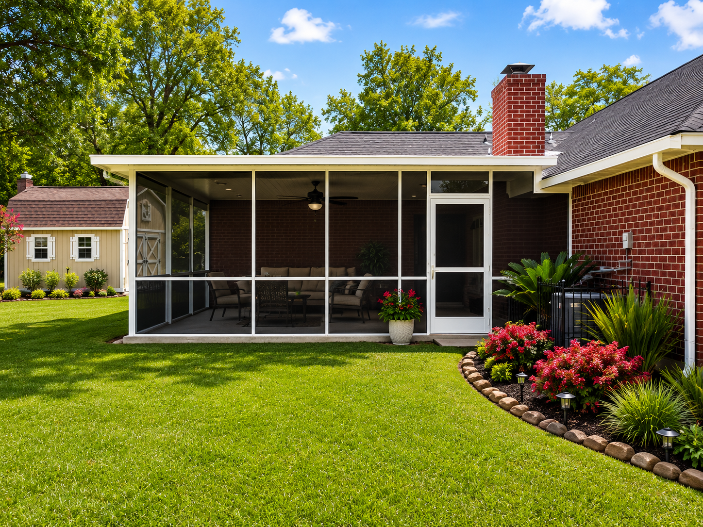 Screened-in porch addition for Friendswood outdoor living