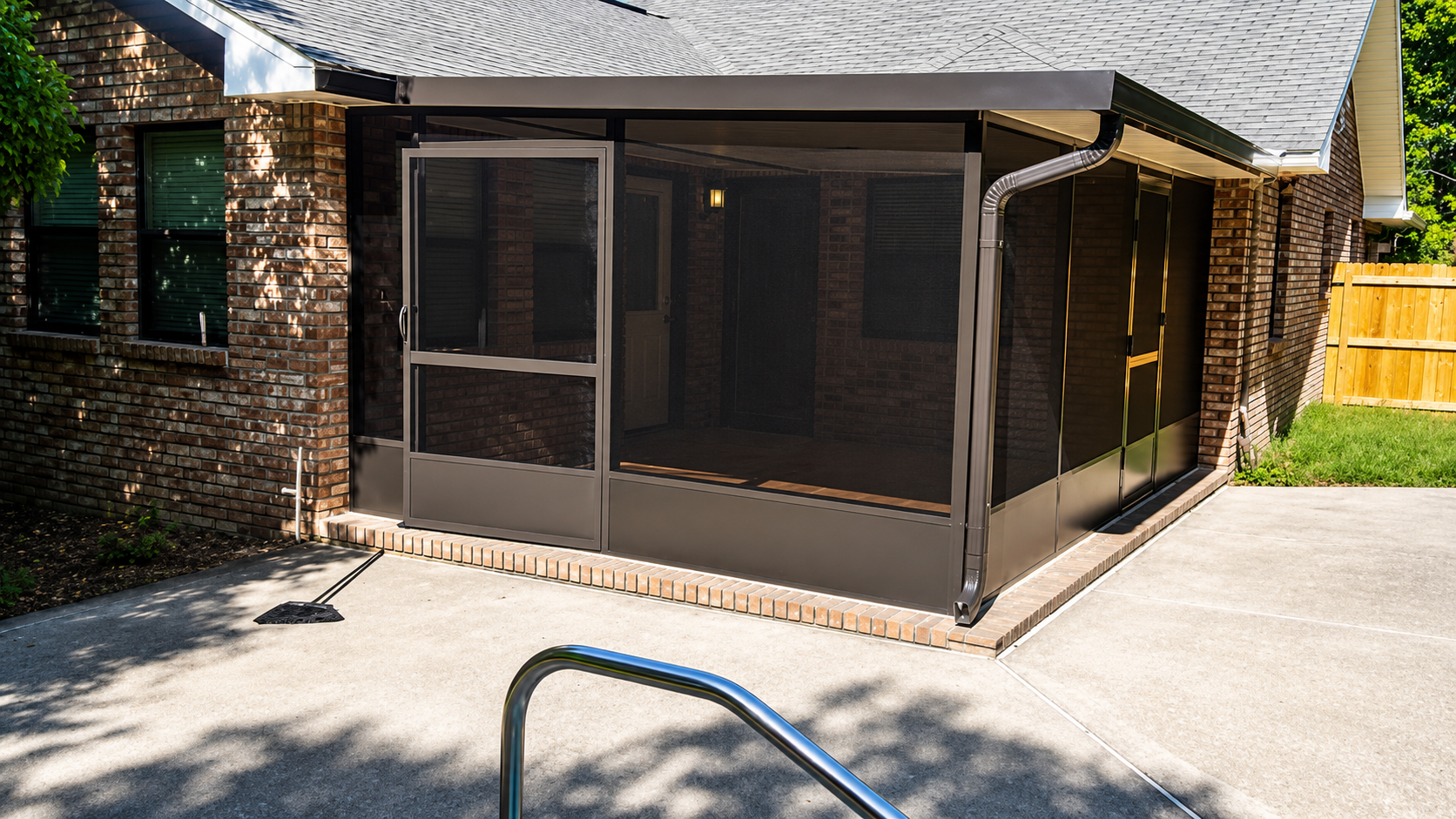 Bronze screened patio cover addition in Brazoria County