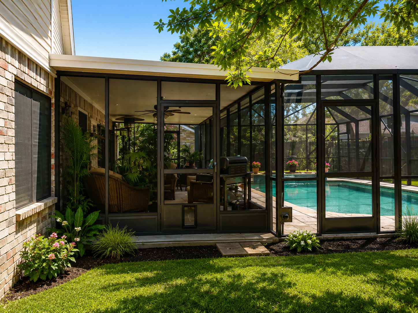Screen-ready patio cover frame prepared for future upgrade
