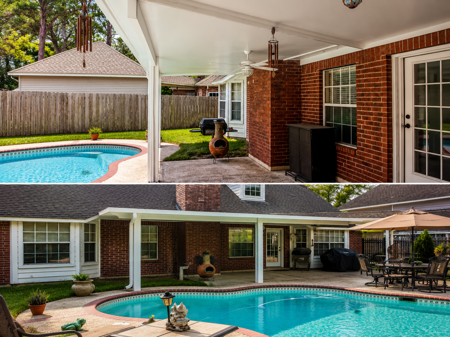 Poolside patio cover for sunny backyard outdoor living