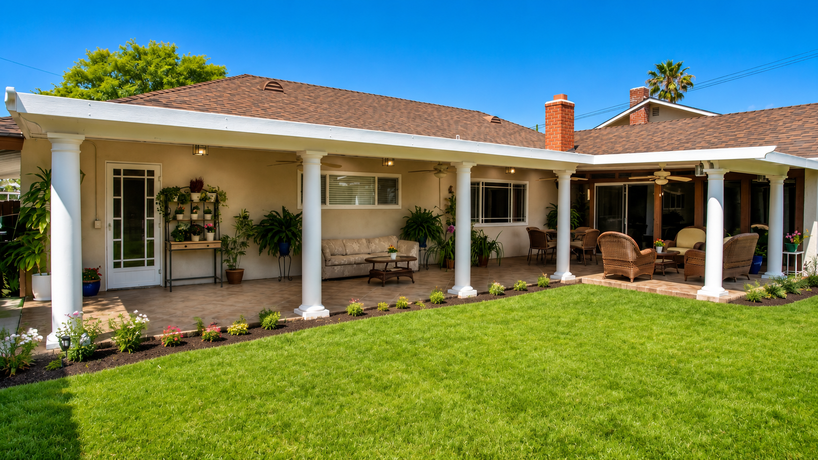 Shaded outdoor dining patio