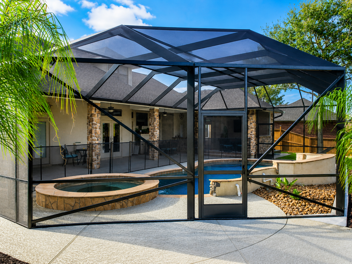 Swimming pool aluminum screen enclosure custom builder