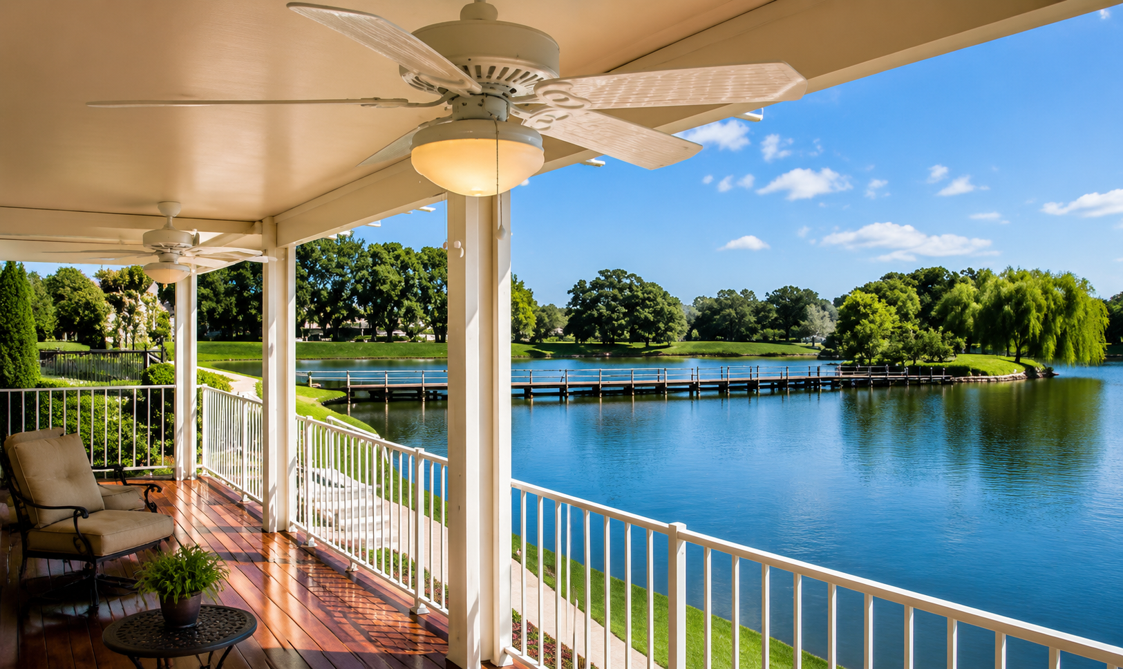 Lakeside porch retreat with covered patio near Conroe TX