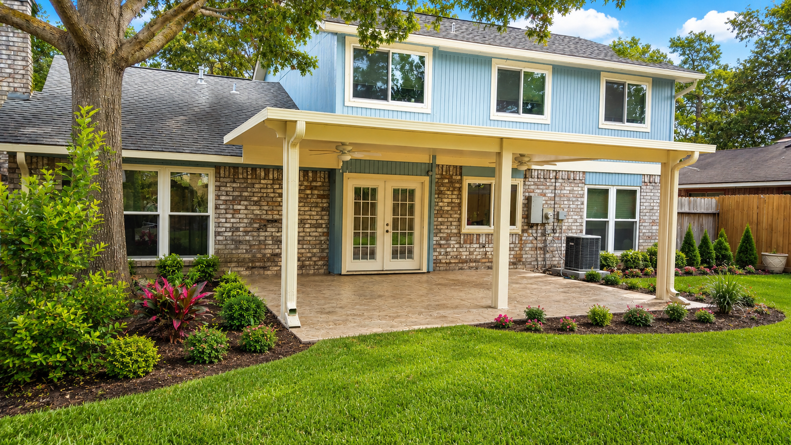Insulated patio cover option for hot humid backyard in Dickinson TX