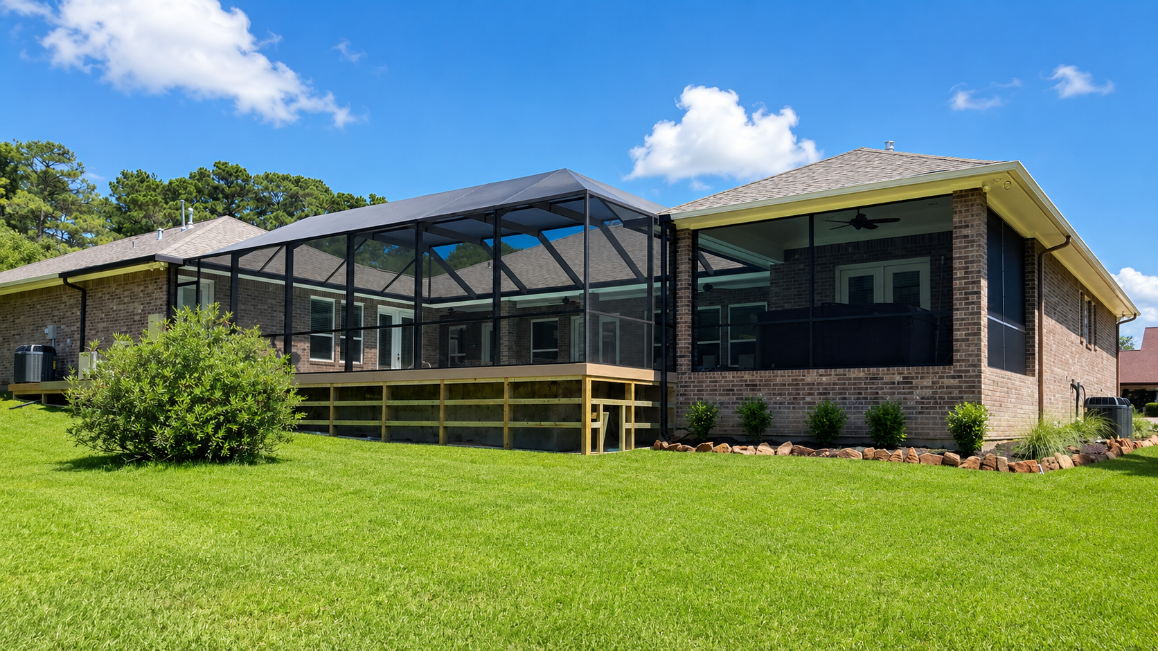 Pool cage and screen enclosure for backyard