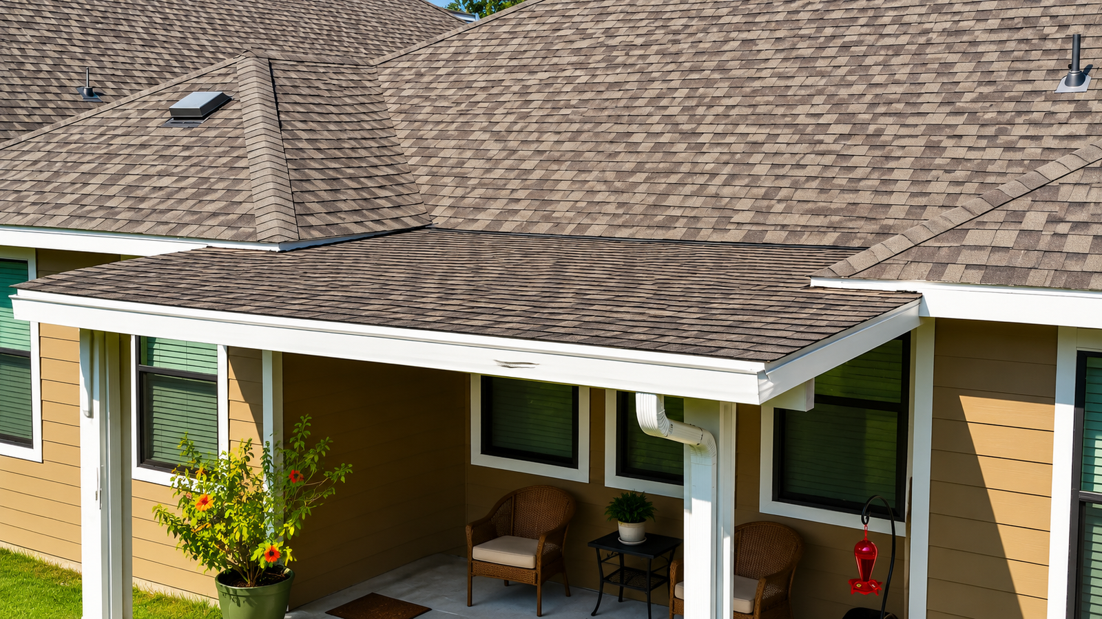 Friendswood covered porch and garden-side patio shade